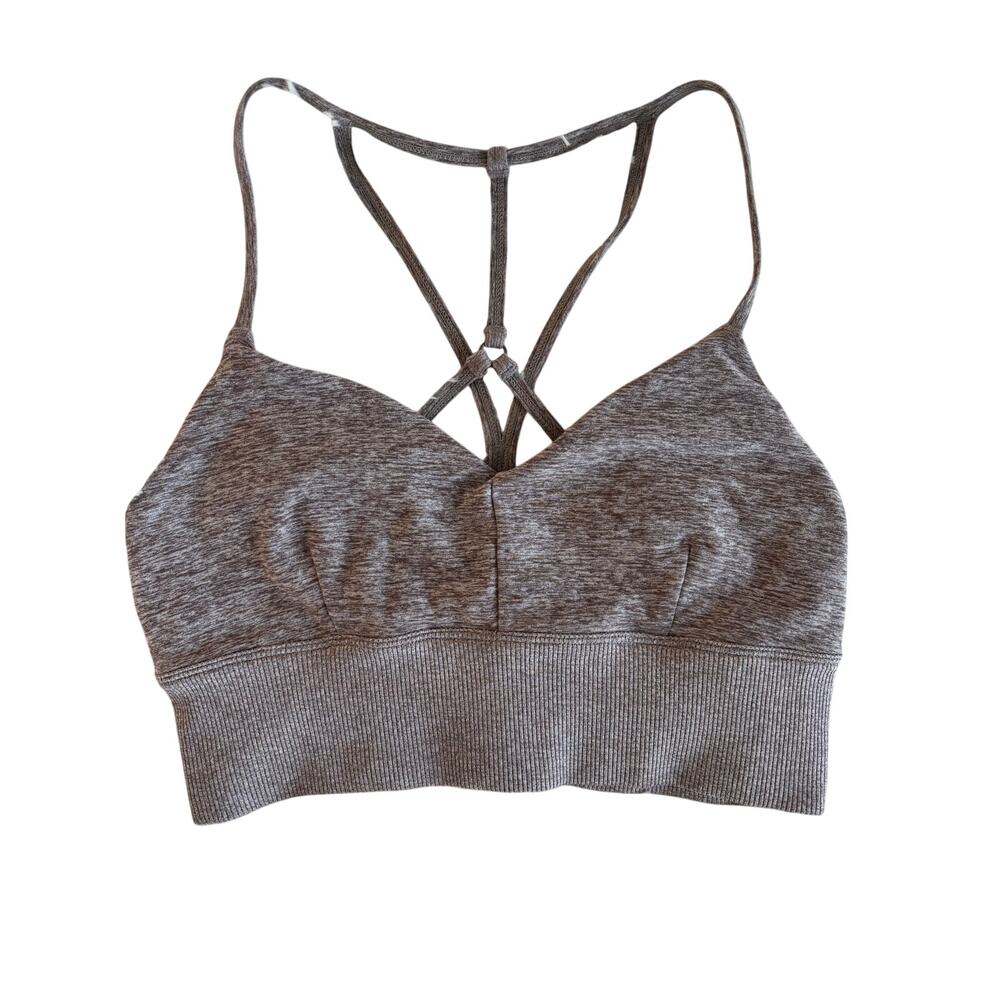 Alo Yoga Ribbed Bralette Sports Bra Heathered Brown Womens Size Medium